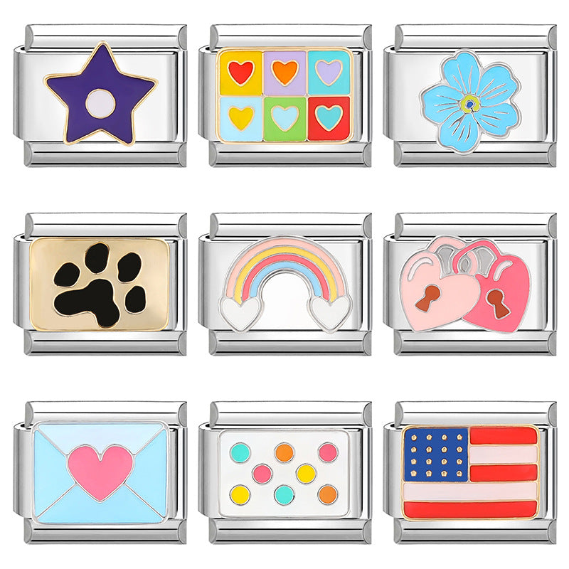 Wholesale  Italian Charm Bracelet 9mm DIY Splicing Removable Cartoon Food Stainless Steel Composable Bracelet