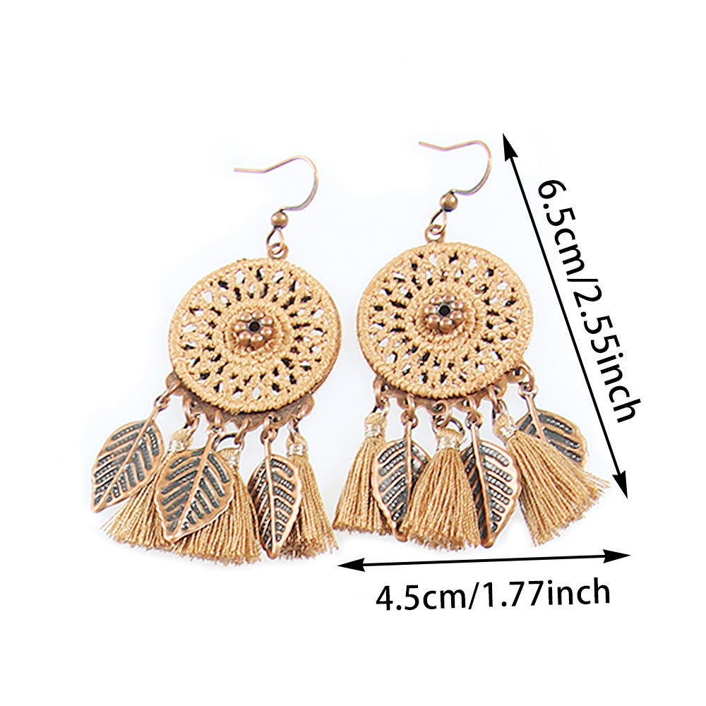 Wholesale Bohemian Tassel Earrings Ethnic Style Hand-Woven - Boutique Resale Jewelry Accessory