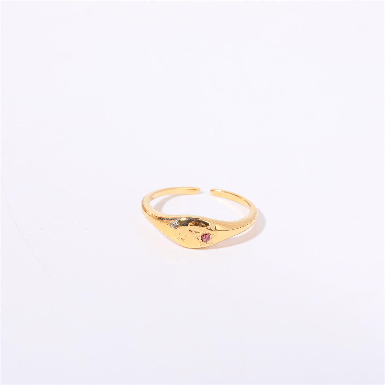 Wholesale 18k Gold Plated Star Zircon Titanium Steel Zodiac Sign Ring