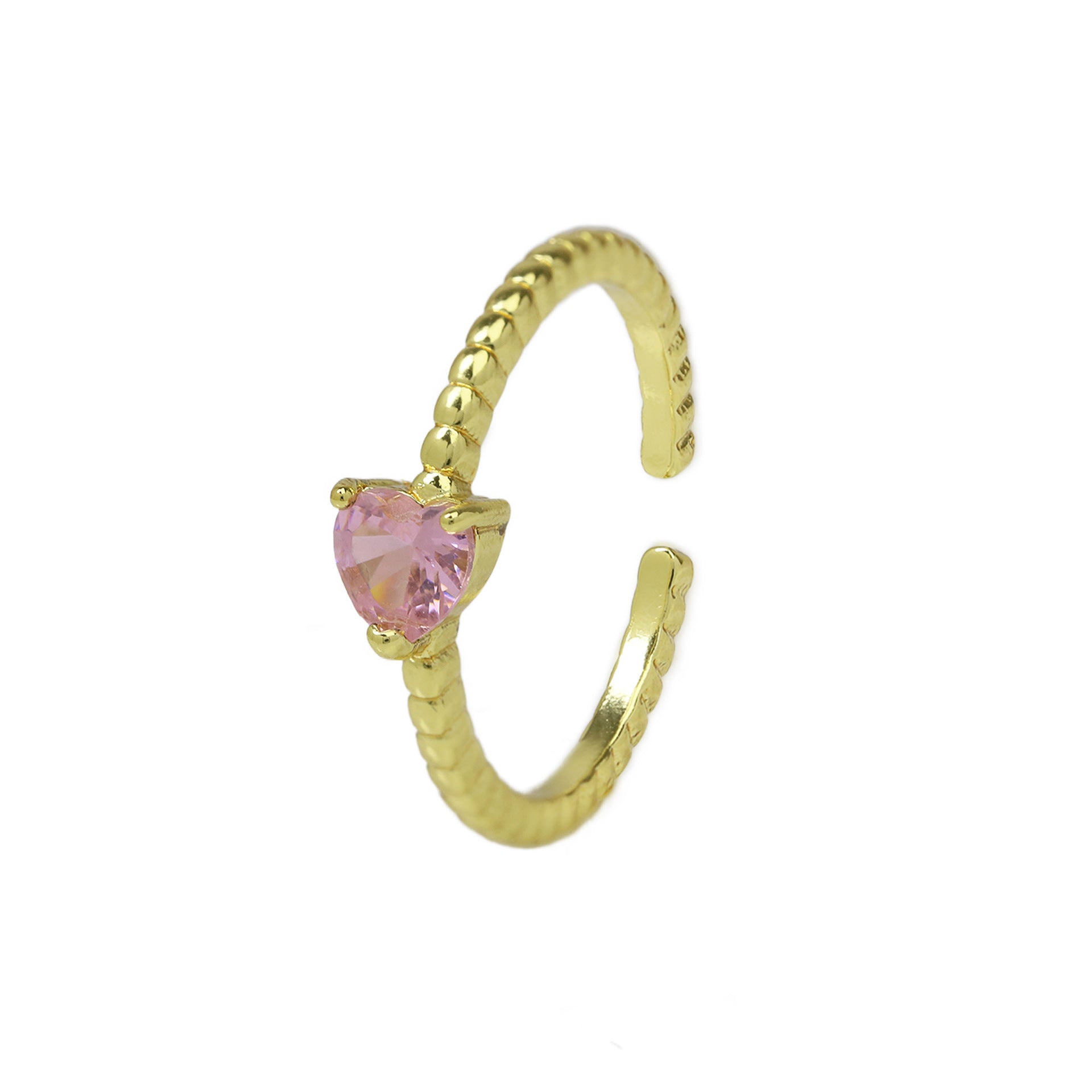Wholesale brass color zirconium love heart-shaped ladies open ring