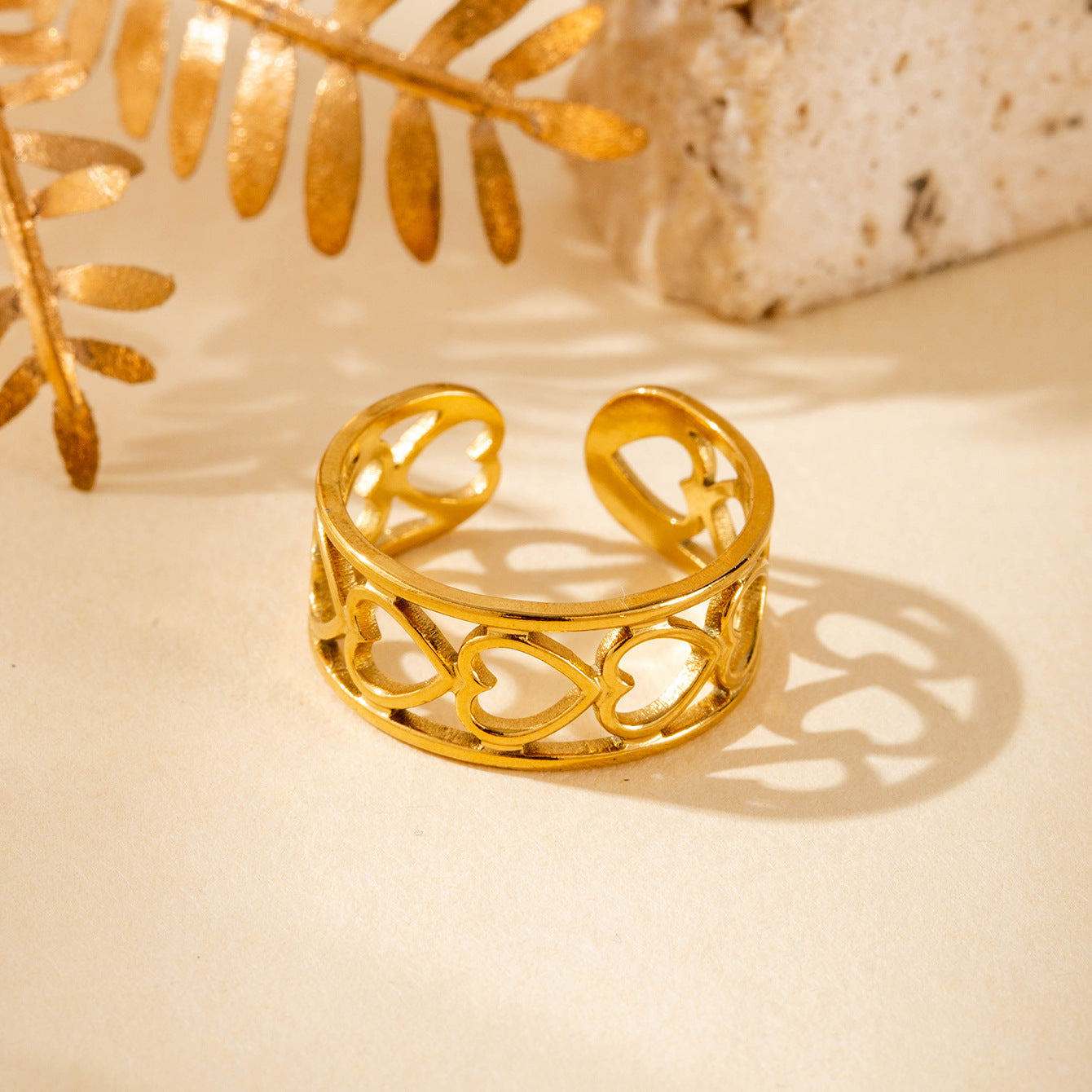 Wholesale  light luxury   titanium steel butterfly flower  opening adjustable ring