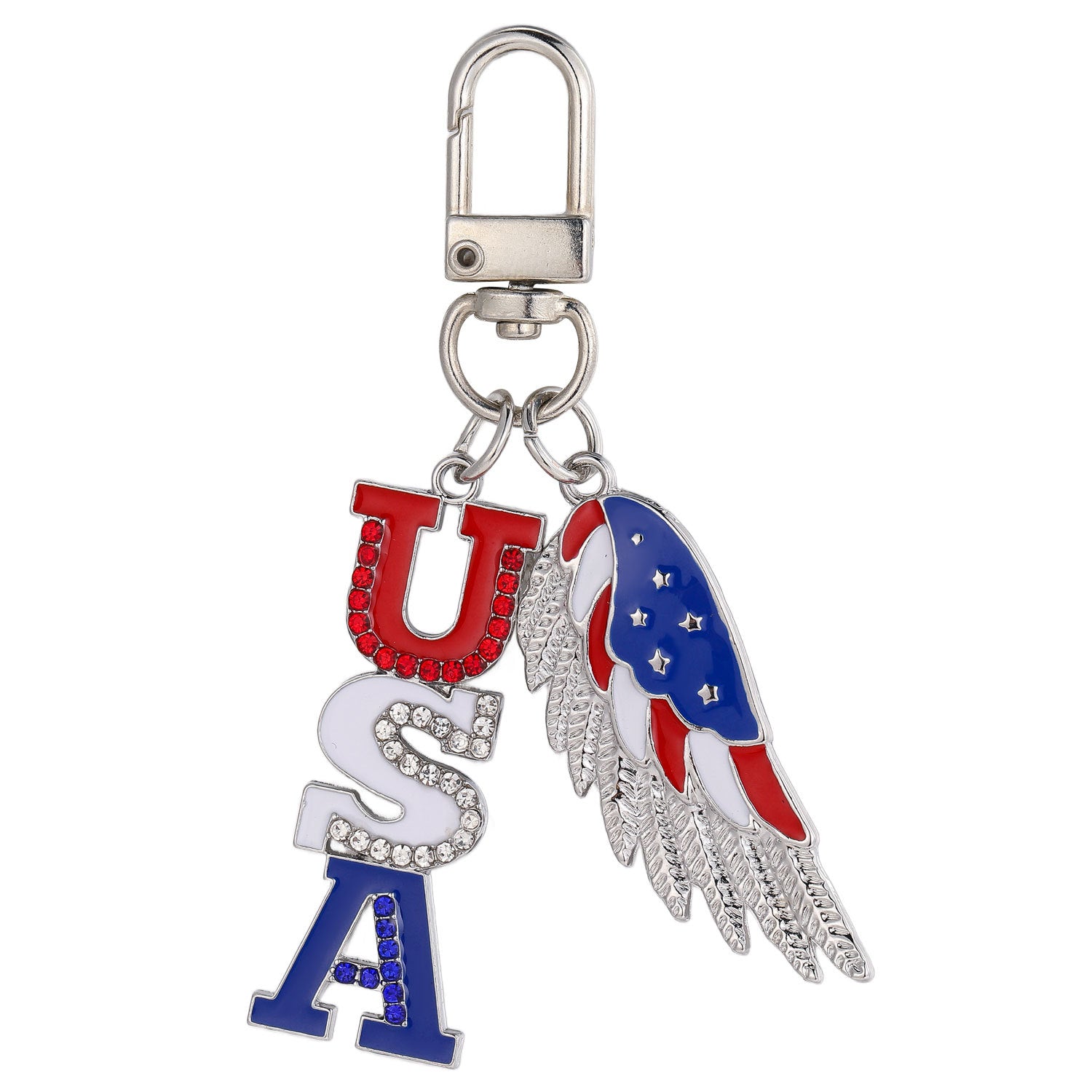 Wholesale Independence Day Elements Red White Blue Flag Alloy Keychain