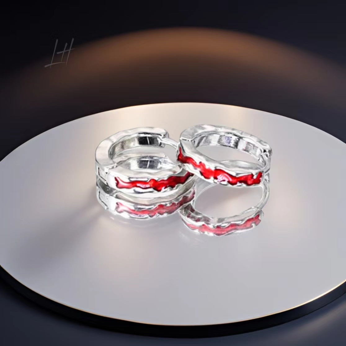 Wholesale red irregular texture earrings