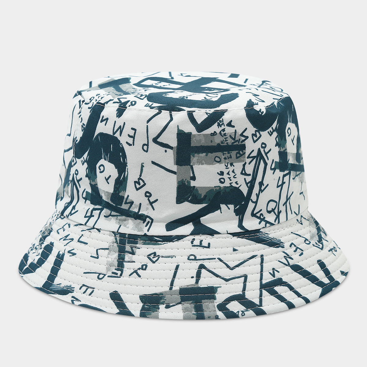 Wholesale  Graffiti Letter Double-sided Fisherman Hat Bucket Hat