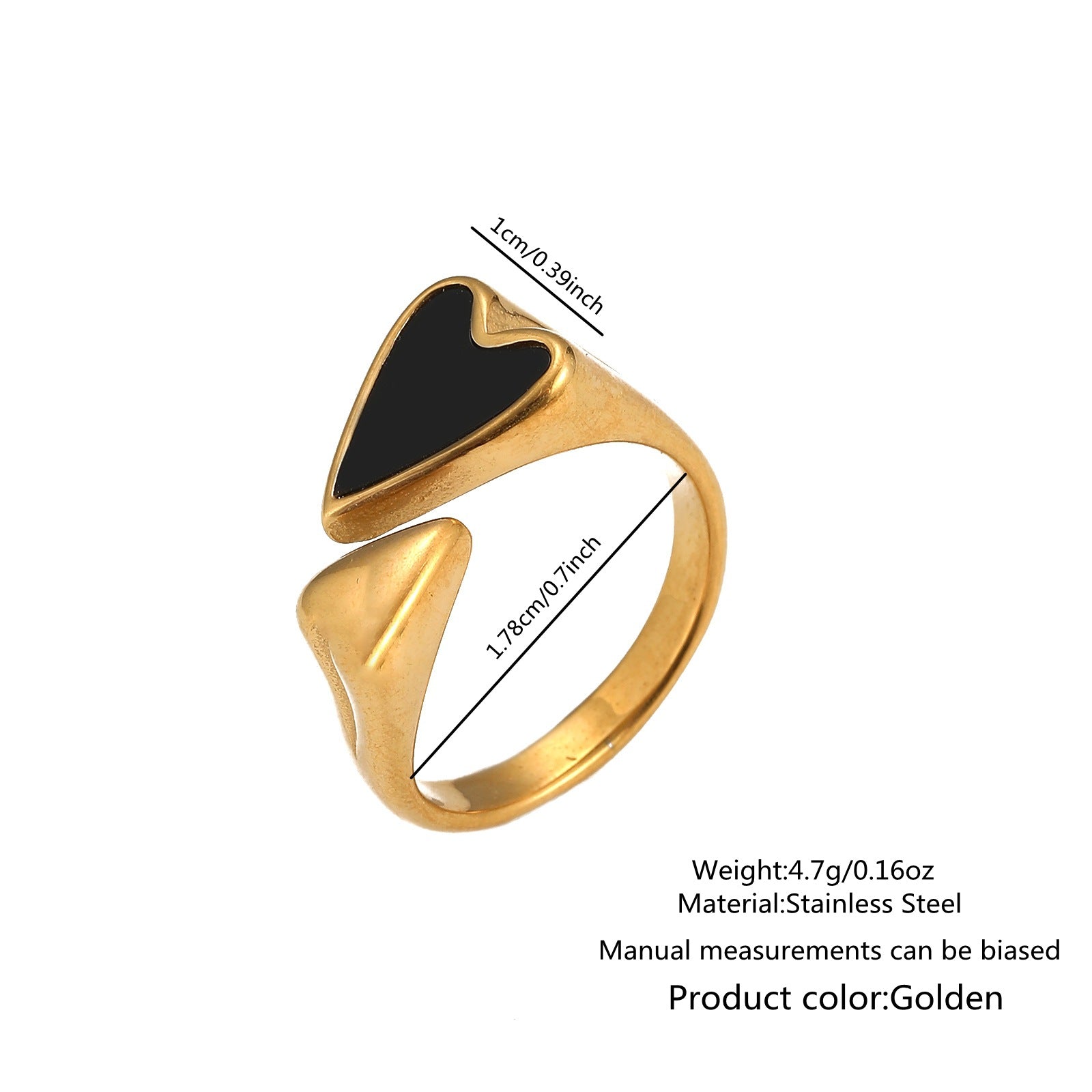 Wholesale Minimalist Black and White Stainless Steel Heart Ring