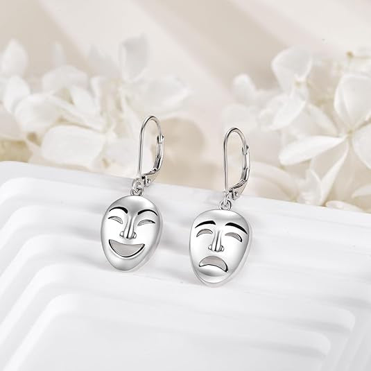 Wholesale  Creative Comedy and Tragedy Masks Sad and Happy Earrings
