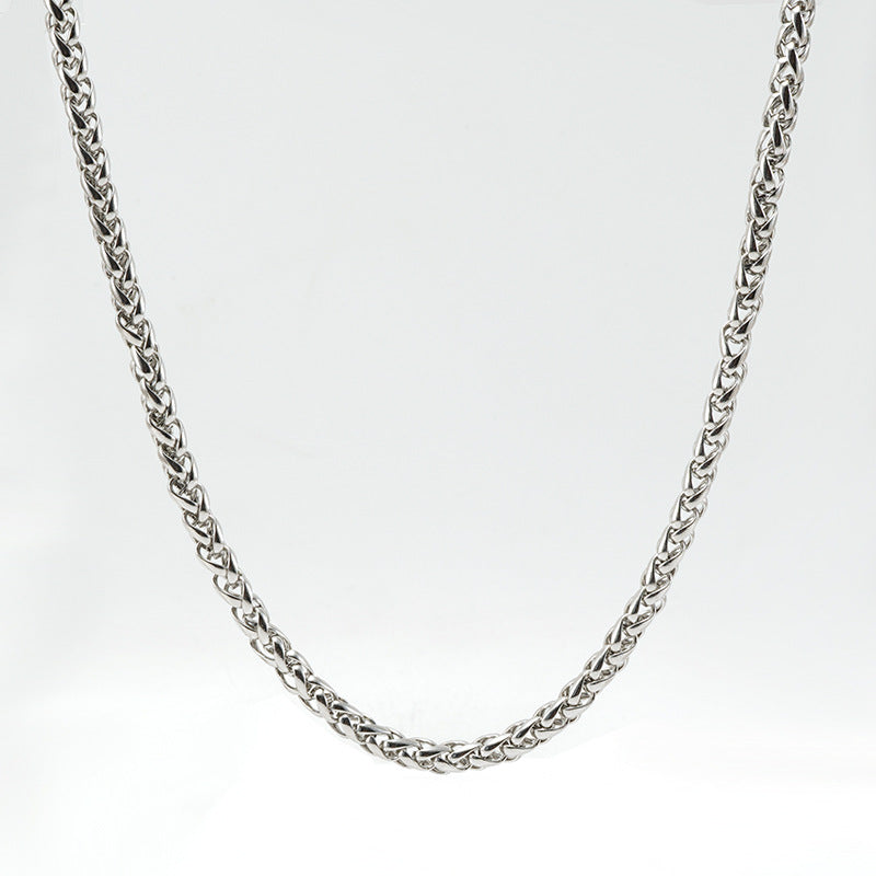 Wholesale  Blade Chain Necklace Stainless Steel Square Pearl Chain