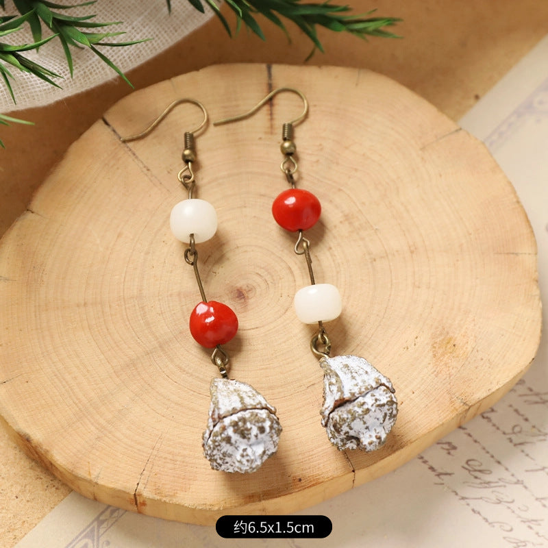 Wholesale Vintage Hand-made Plant Fruit Wood Earrings