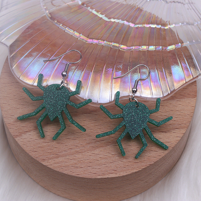 Wholesale Halloween Earrings Long Stitching Bat Pumpkin Spider Acrylic Earrings
