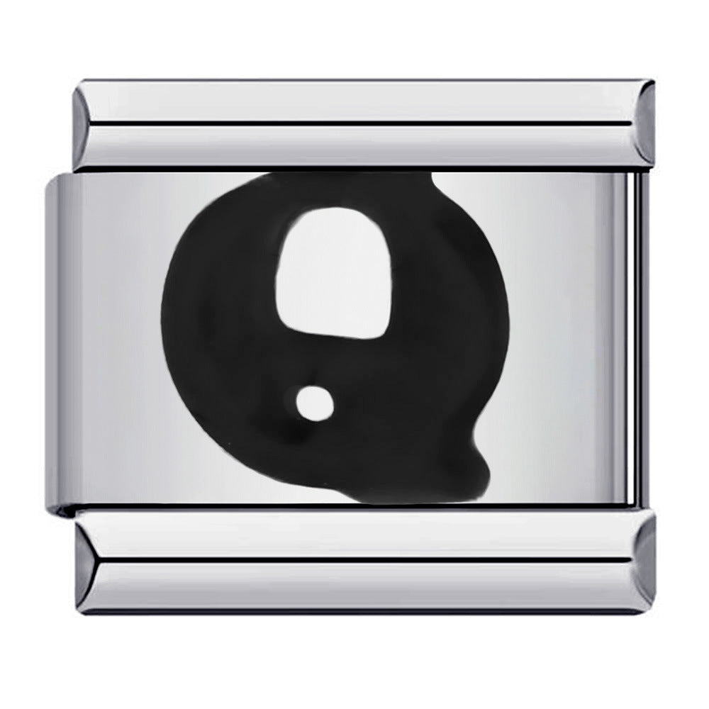 Wholesale Italian Charm Bracelet  Black English Letters DIY Stainless Steel Composable Bracelet