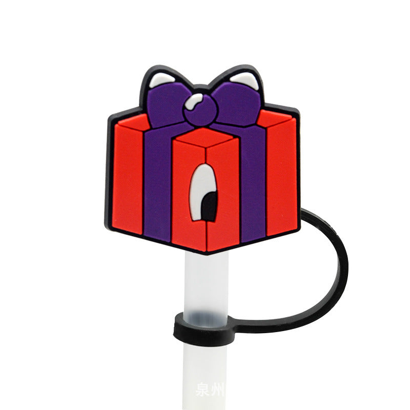 Wholesale 10PCS 7-8mm Straw Tube Cap Love Leopard Pattern Rainbow Cow Pattern PVC Soft Rubber Dust Stopper Cute Straw Decoration ACC-SCR-KuaJ002