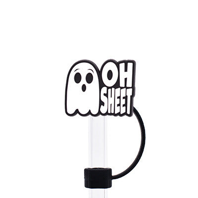 Wholesale Random 100pcs Halloween 10MM PVC Straw Tube Cap ACC-SCR-YiQu002