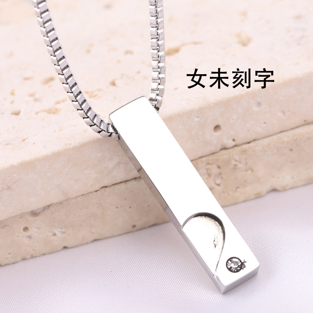 Wholesale  couple  smooth long hollow love laser Logo lettering necklaces