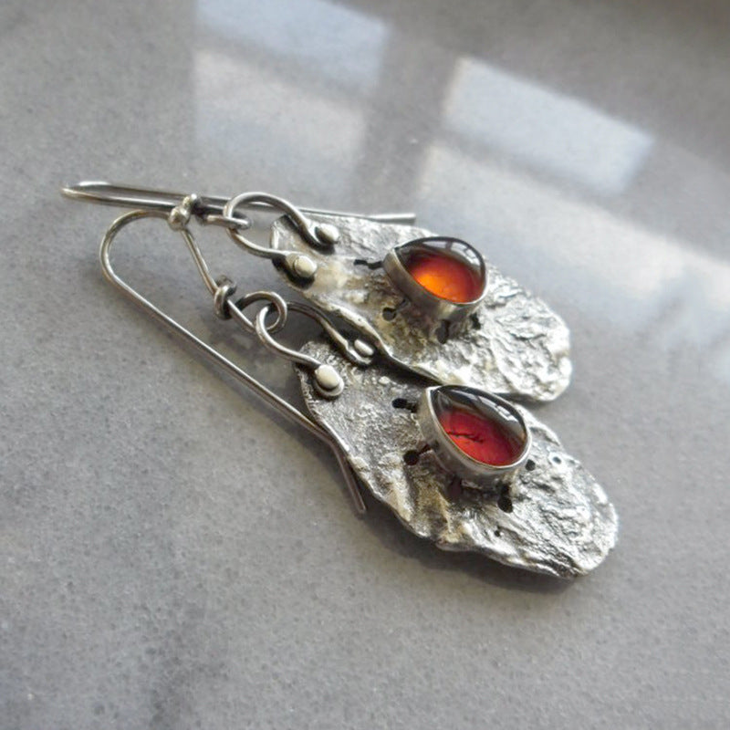Wholesale Original design inlaid red drop stone earrings