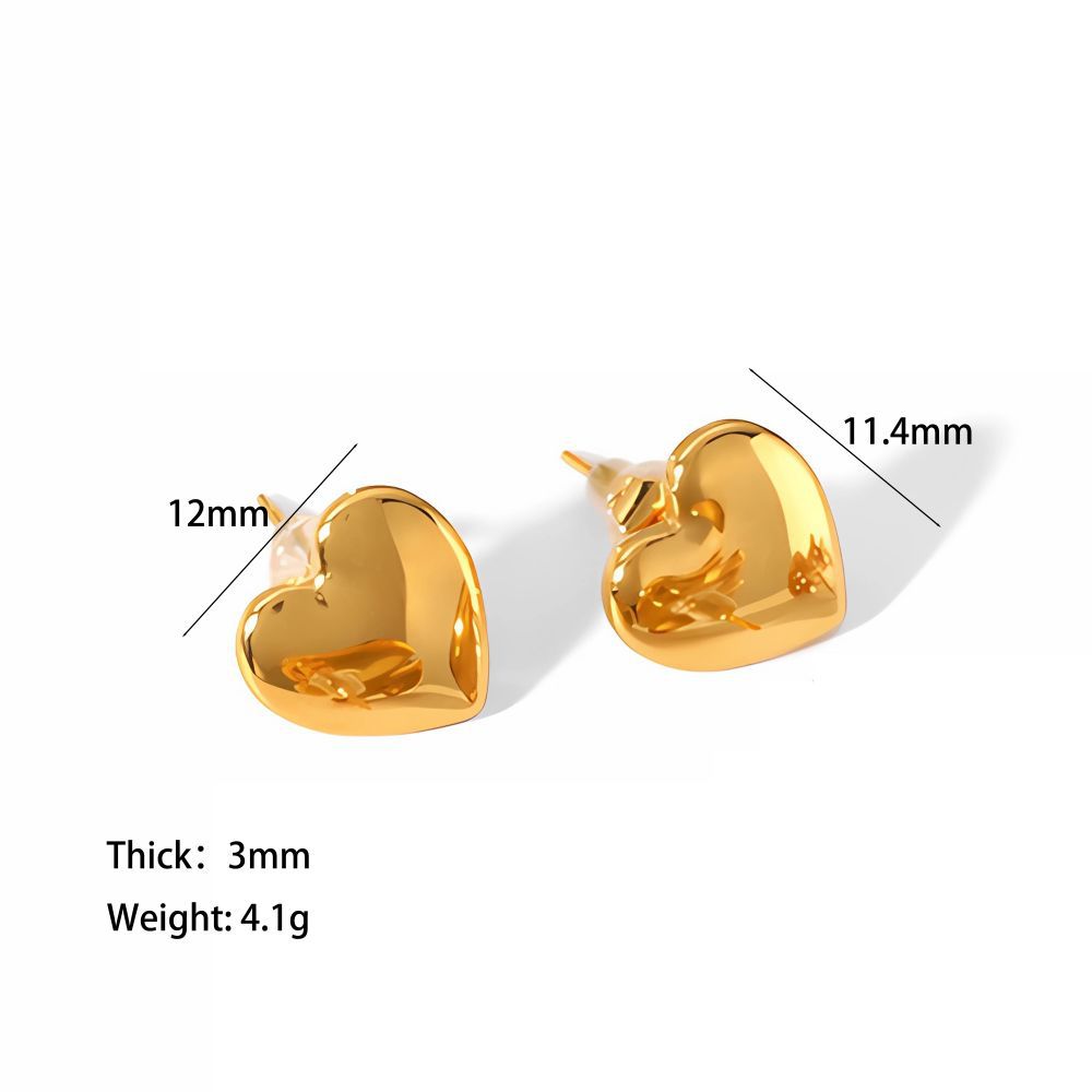 Wholesale Love Stainless Steel Earrings Heart Shaped 18k Gold Plated Earrings Ear Studs ACC-ES-LiQuan005