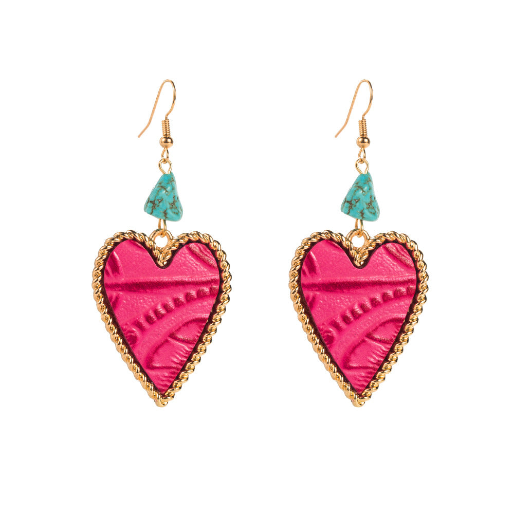 Wholesale Turquoise Western style Alloy  Heart Earrings