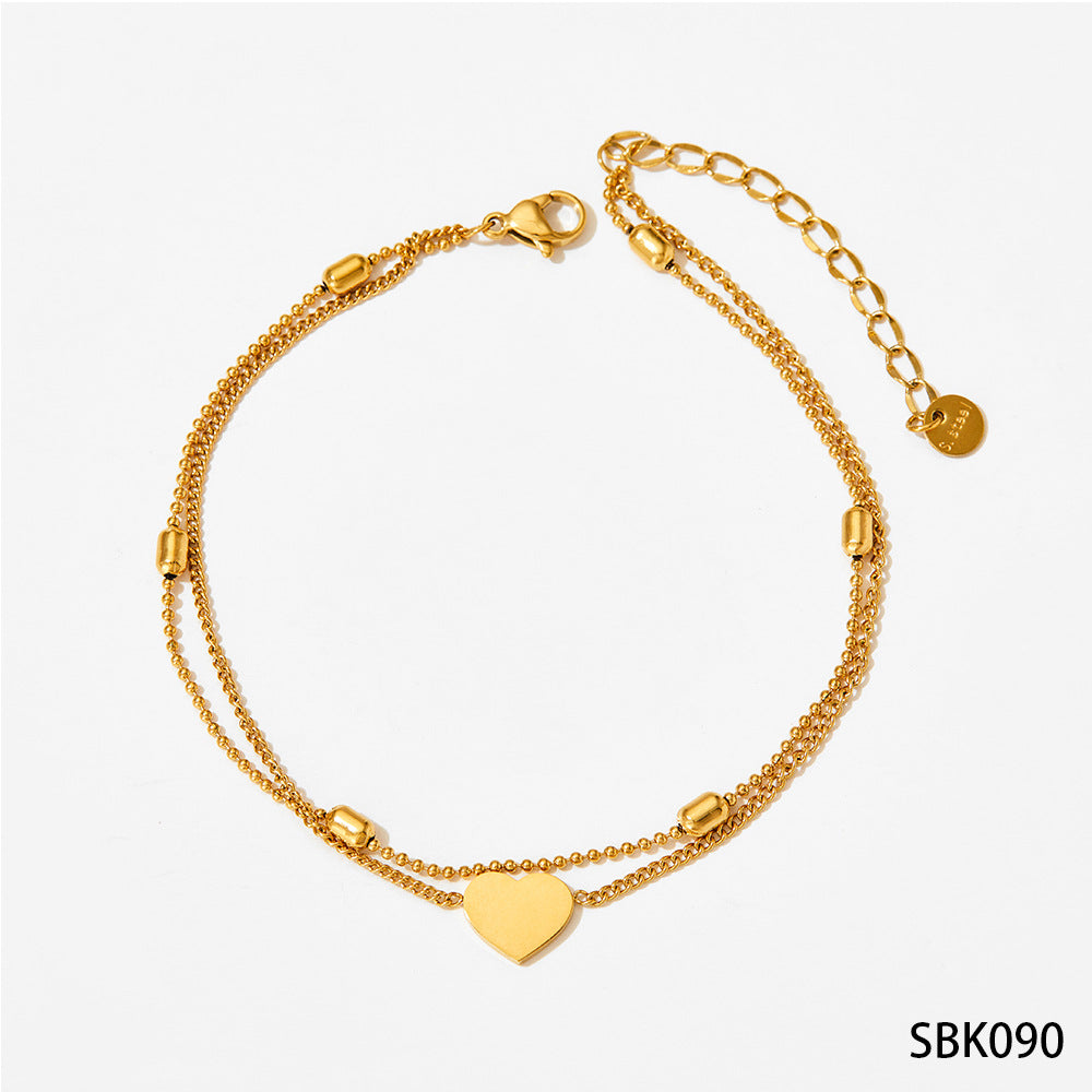 Wholesale Stainless steel bracelet stitching zircon bracelet set