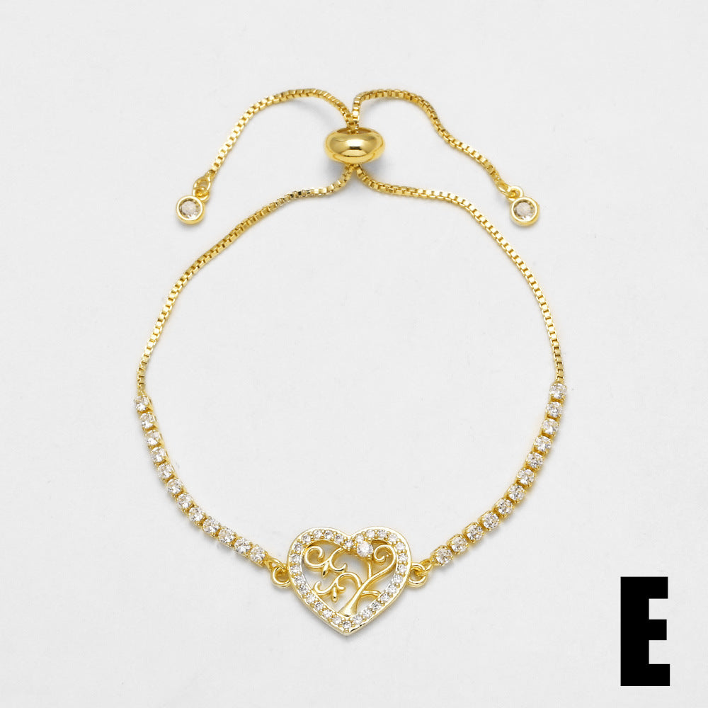 Wholesale 18k gold plated copper heart-shaped Mother of God bracelet