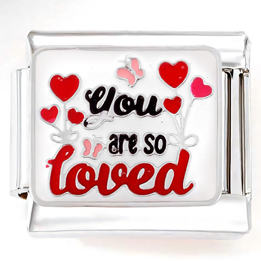 Wholesale Italian Charm Bracelet 9mm DIY Splicing Green Pink Heart Flower Stainless Steel Composable Bracelet