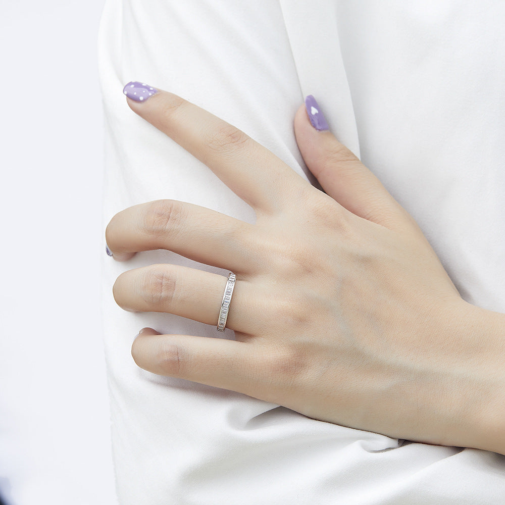 Wholesale  S925 Sterling Silver Square Plane Full Circle  Ring