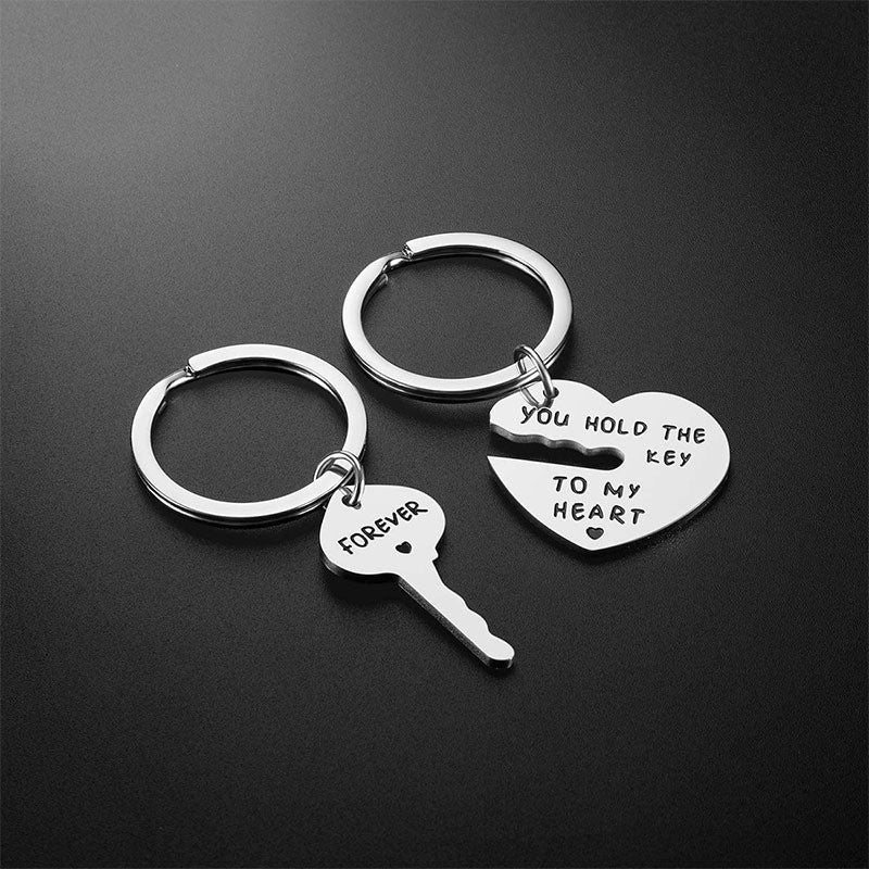 Wholesale creative stainless steel lettering  heart-shaped lock keychain