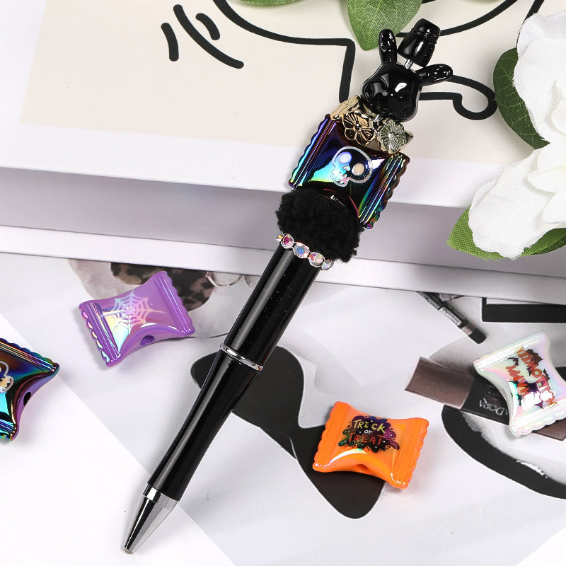 Wholesale 100pcs Halloween Bat Skull Vertical Hole Acrylic Candy Beads DIY Accessories ACC-BDS-BLG057