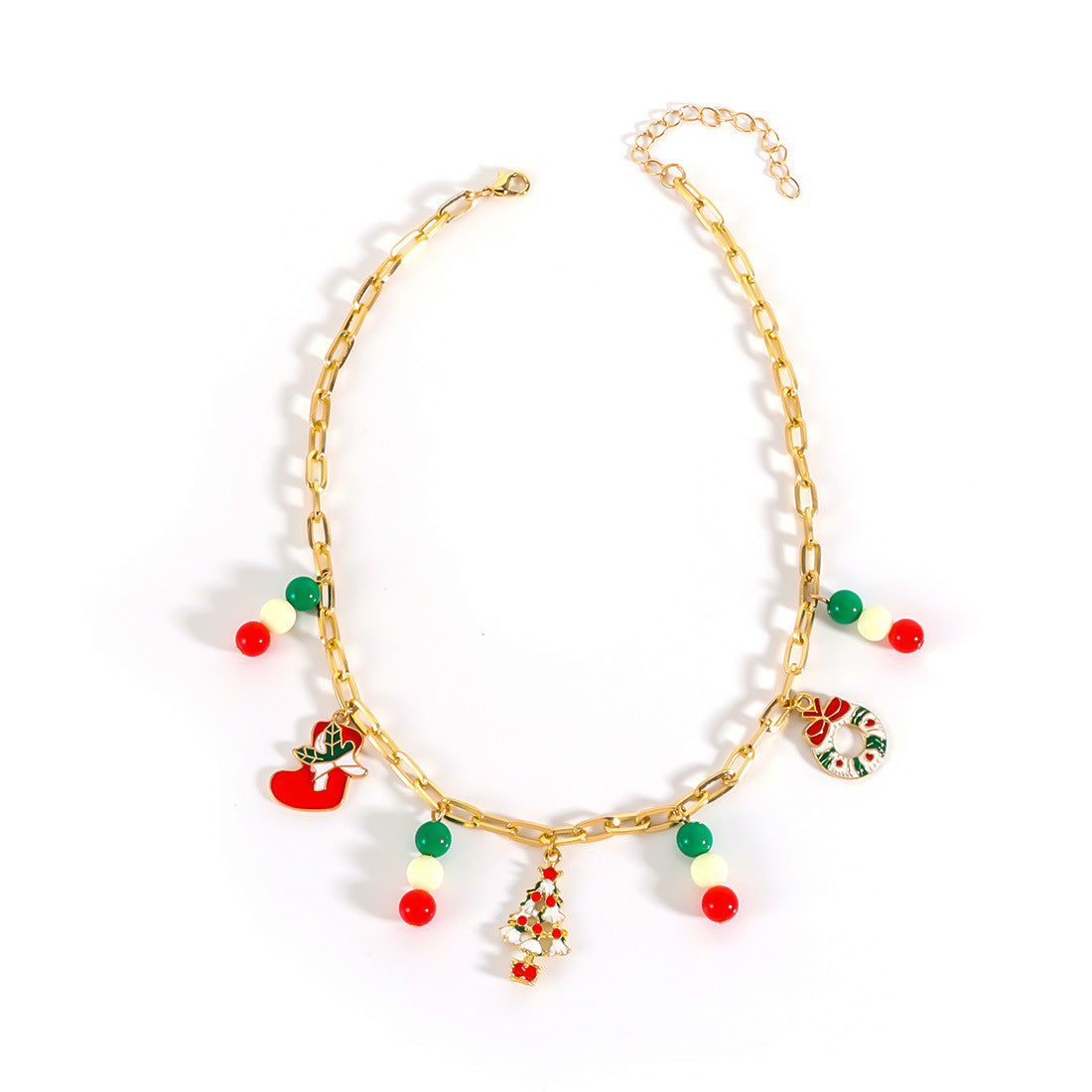 Wholesale Christmas Necklace  Chain Red Green White Beaded Necklaces