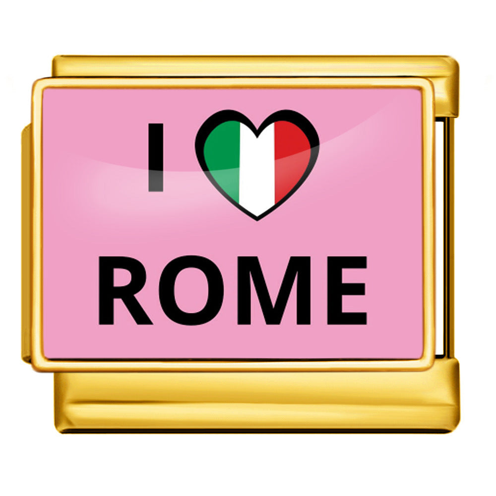 Wholesale Italian Charm Bracelet 9mm DIY  image style English landmark Creative Stainless Steel Composable Bracelet