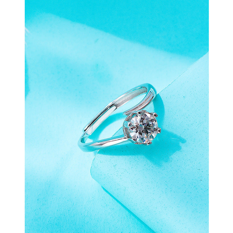 Wholesale S925 sterling silver moissanite Diamond Adjustable  Ring