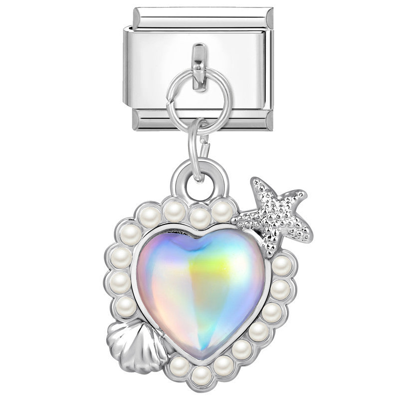 Wholesale Italian Charm Bracelet 9mm DIY Splicing Removable Stainless Steel Blue Purple Butterfly Composable Bracelet