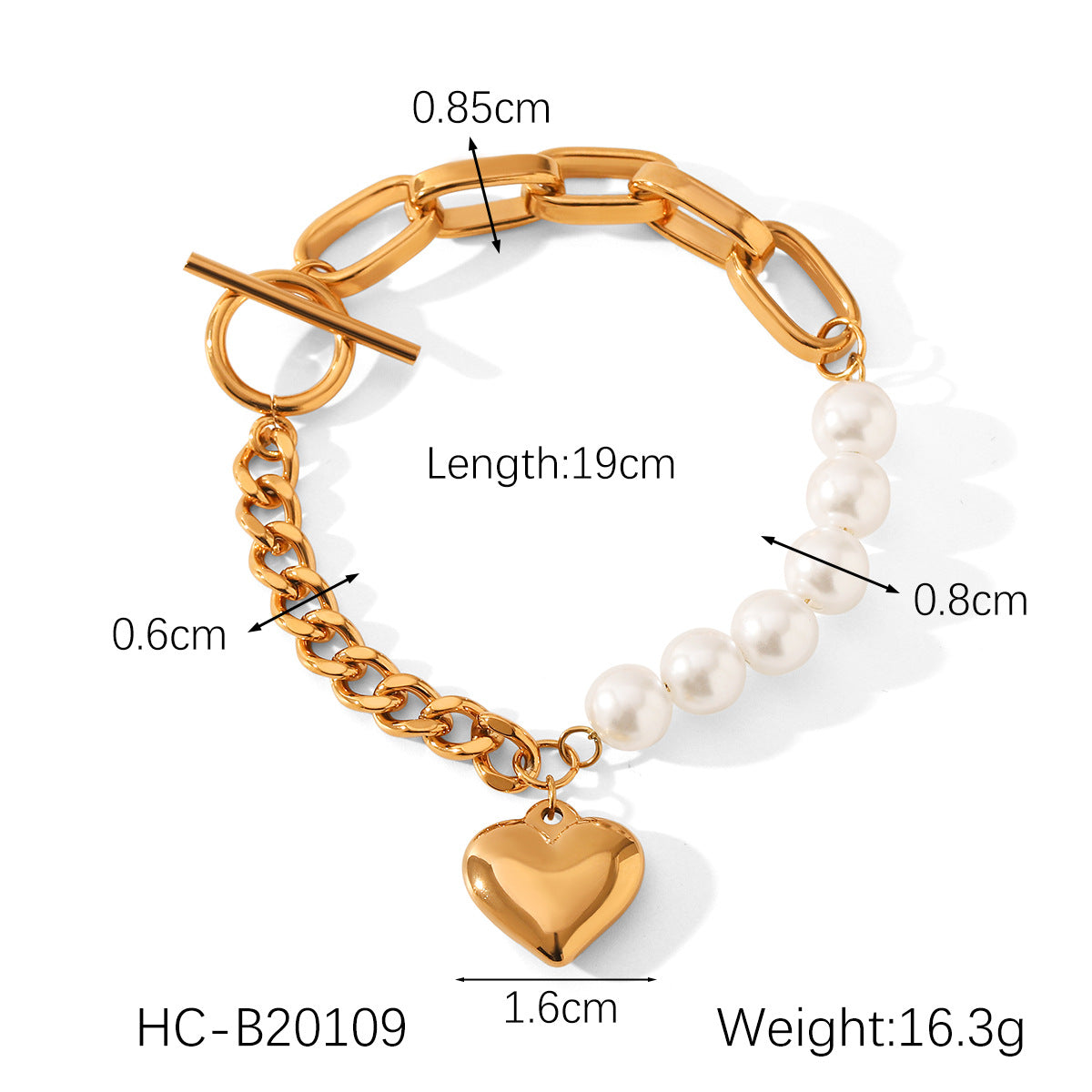 Wholesale  Heart-Shaped Pendant Titanium Steel Bracelet Fine Jewelry