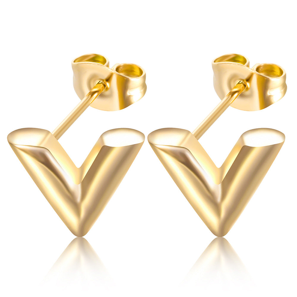 Wholesale Titanium steel women's V-shaped female earrings