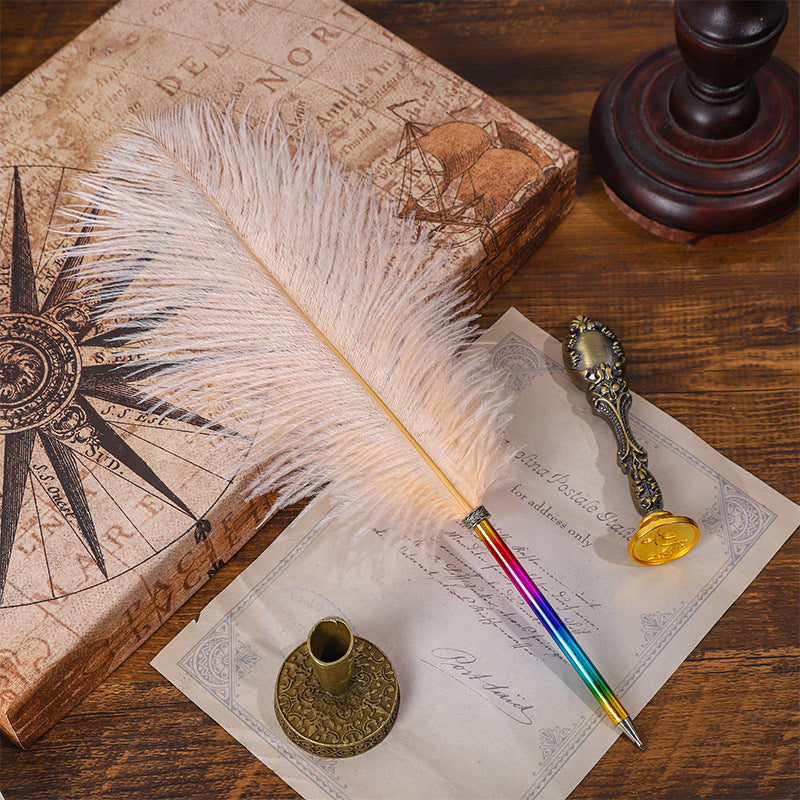 Wholesale Rainbow Color Feather Ballpoint Pen