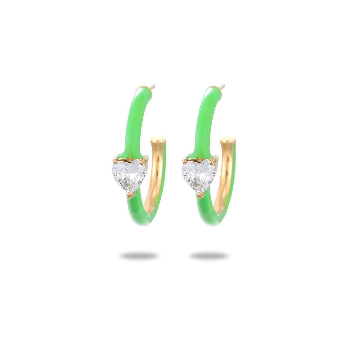 Wholesale C- shaped drop oil lovely zircon stainless steel earrings