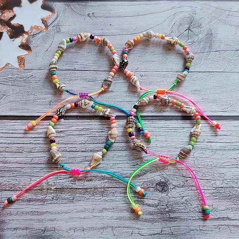 Wholesale Rice Beads Natural Shell Conch Hand Braided Bracelet Rope Beaded Bracelets ACC-BT-Youl003