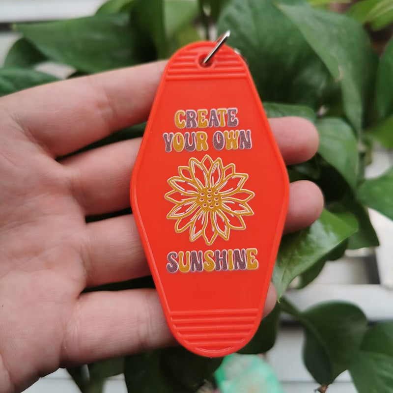 Wholesale Retro Plastic Printed 5 Colors Anniversary Keychain ACC-KC-MeiXin010