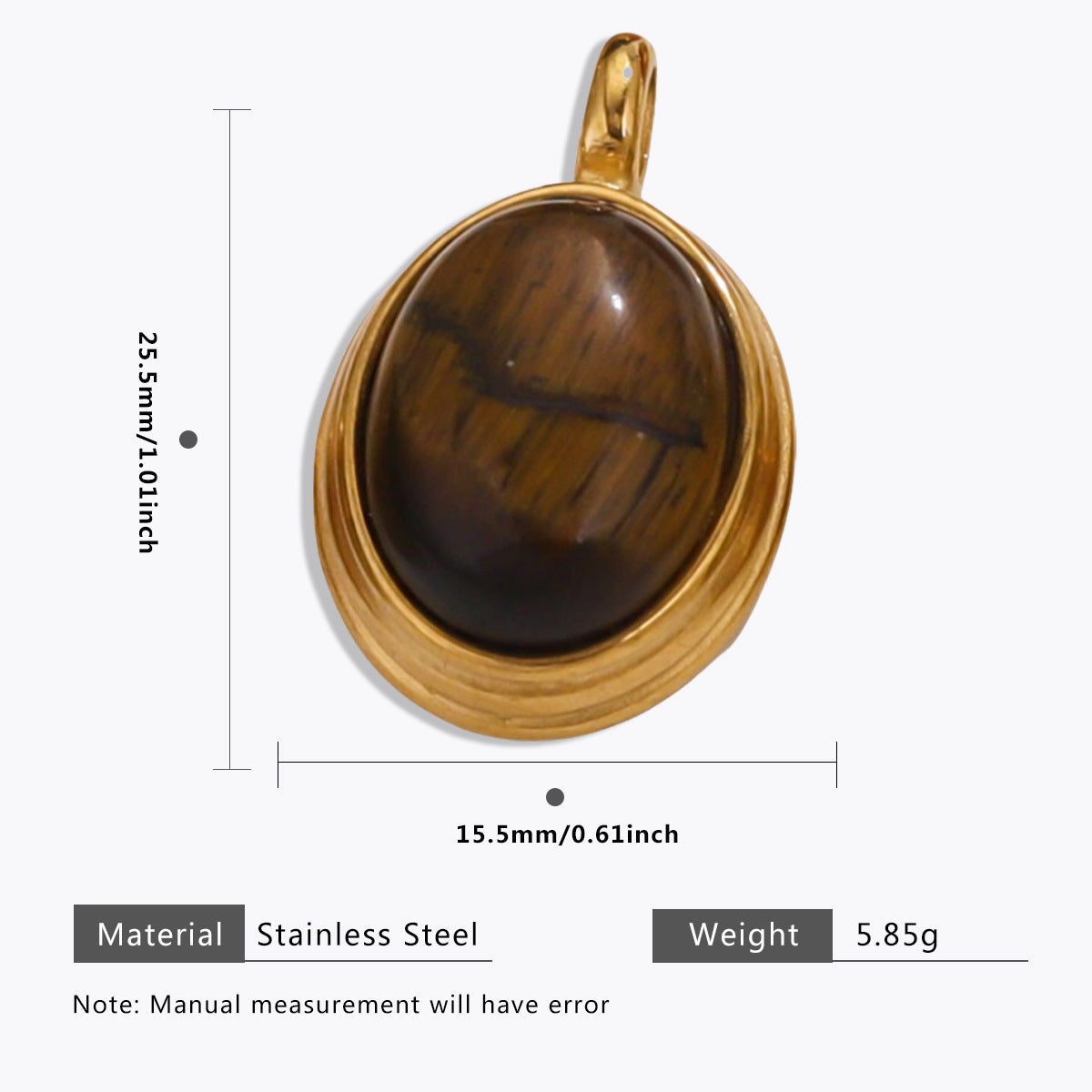 Wholesale Stainless Steel Maillard Tiger Eye Pendant