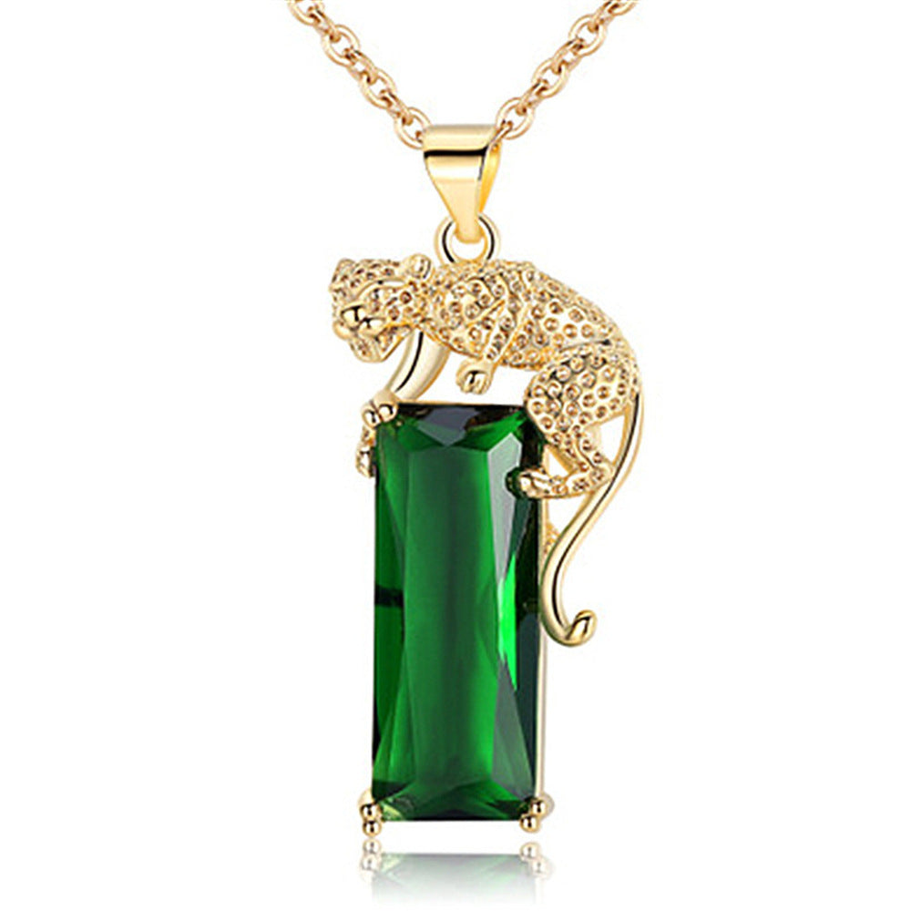 Wholesale  Leopard Pendant Emerald Necklace