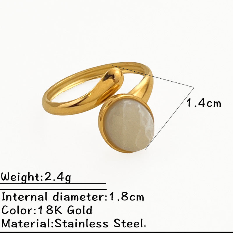 Wholesale Fashionable Titanium Steel Ring Inlaid with Natural Stone