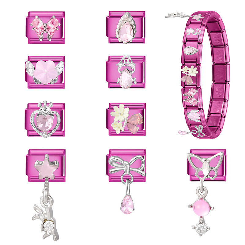 Wholesale 9mm Italian Charm Starter Bracelets DIY square Single Section Creative Stainless Steel Composable Bracelet