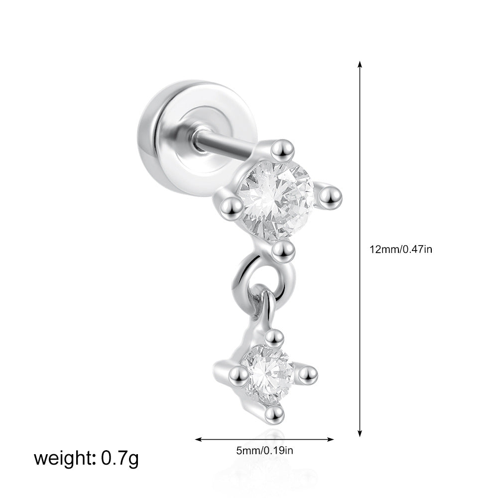 Wholesale Stainless steel 18K gold zircon titanium steel mini stud earrings