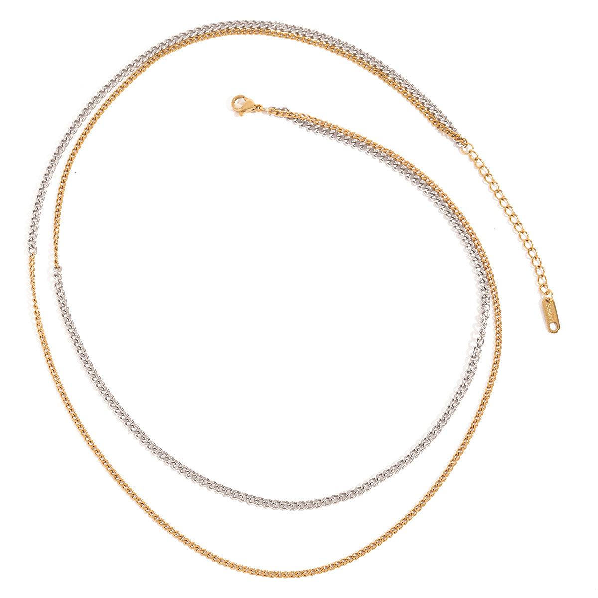 Wholesale 18K gold stainless steel gold and silver color matching 2MM 3MM flat grinding chain  necklace