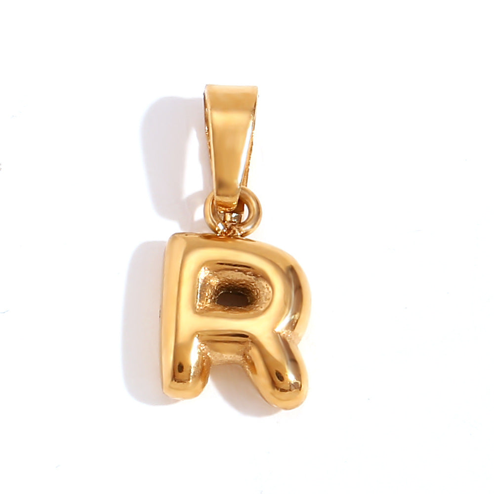 Wholesale Stainless Steel Plated 18K Gold Mini Bubble Lettering Pendant ACC-NE-Mengj001