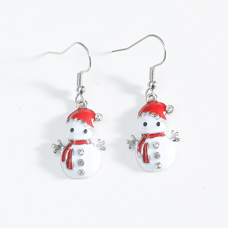 Wholesale 3D Christmas Snowman Alloy Earrings ACC-ES-KaiQing001
