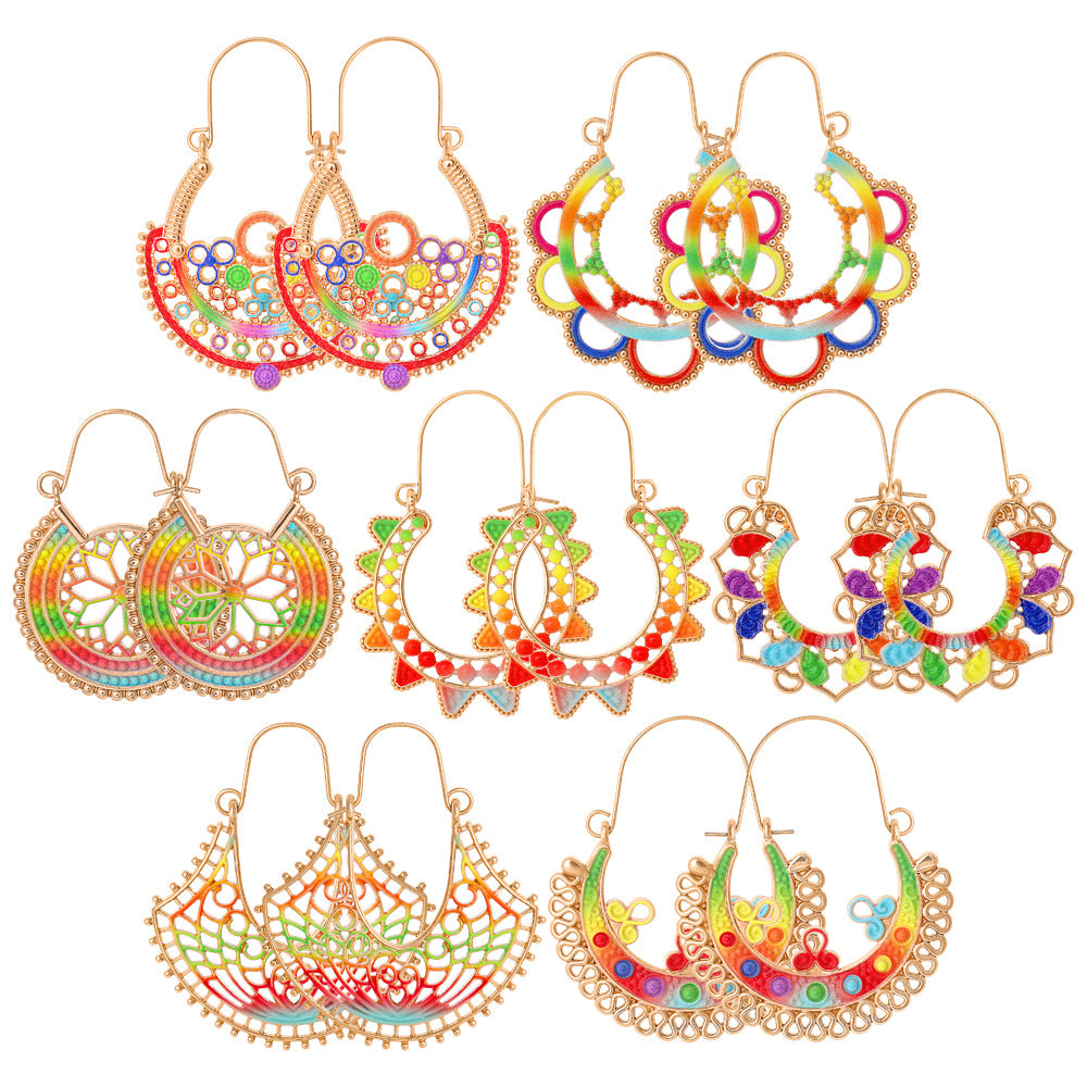 Wholesale Gold-Tone Zinc Alloy Bohemian Hollow-Out Earrings,  Fashion Accessory for Party Wear