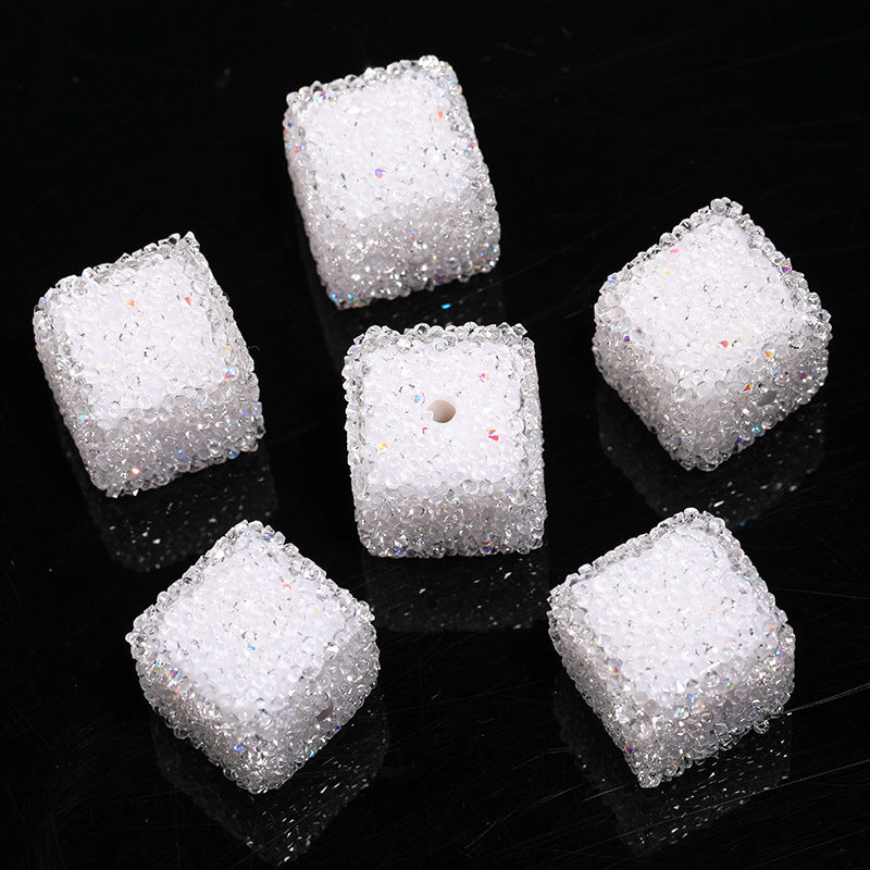 Wholesale of 5pcs/pack of Water Diamonds, Soft Sugar Beads, Candy Colored Square Full Diamond Beads ACC-BDS-BLG025