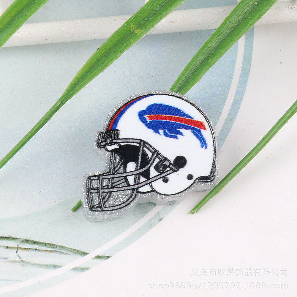 Wholesale 5pcs Acrylic Rugby Straight Hole Cartoon Beads
