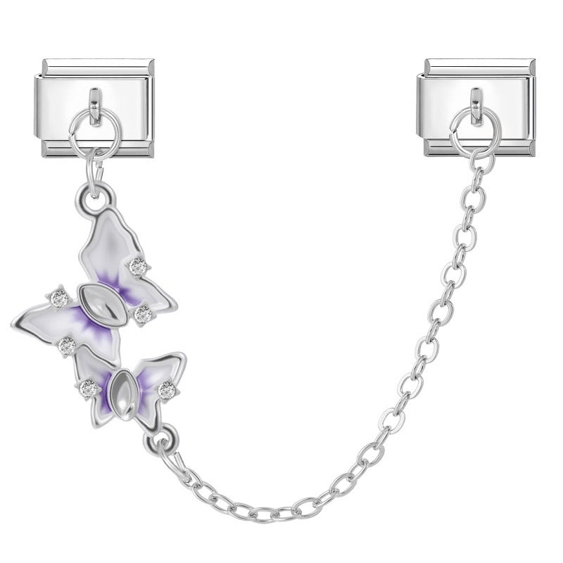 Wholesale 9mm Italian Charm Starter Bracelets DIY Double Hanger Stainless Steel Composable Bracelet