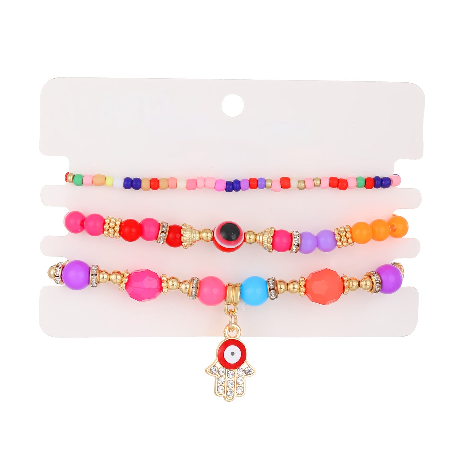 Wholesale  three-piece set anklet retro Bohemian ethnic style beaded devil eyes beach foot ornaments