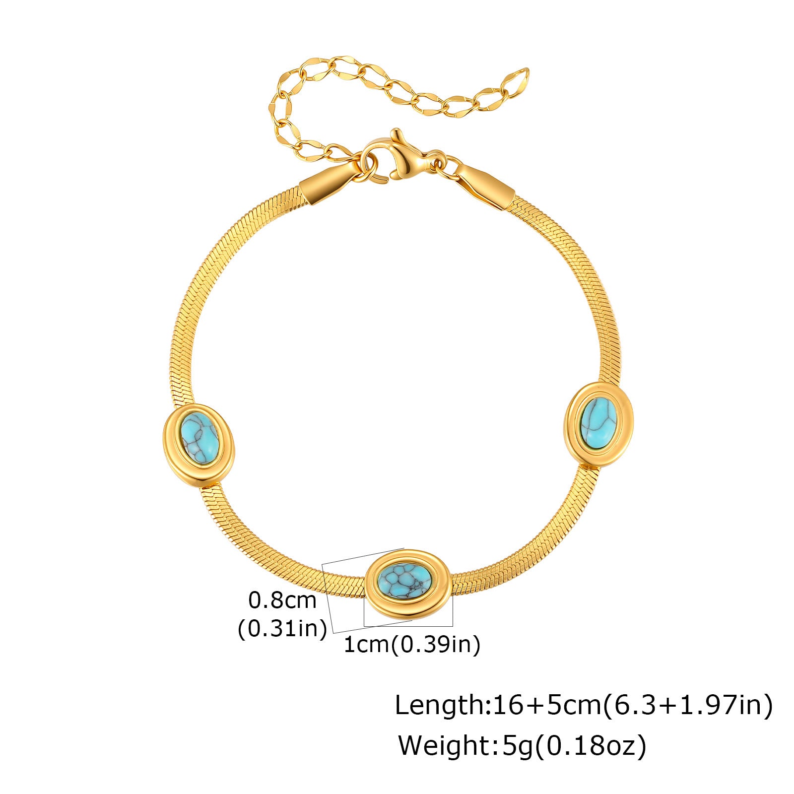 Wholesale Gold Plated Stainless Steel Natural Stone Blade Chain Bracelet Vintage Retro Women S Fashion Jewelry Gift Boutique Resale